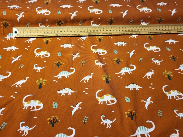 Baumwoll-Jersey Dinos Braun