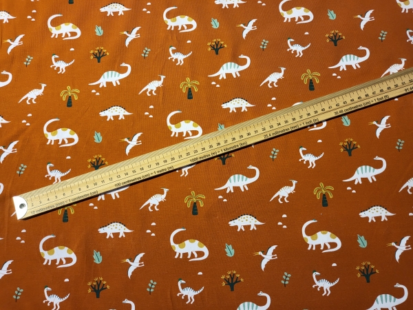 Baumwoll-Jersey Dinos Braun