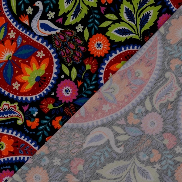 Baumwoll-Jersey Paisley, multicolor