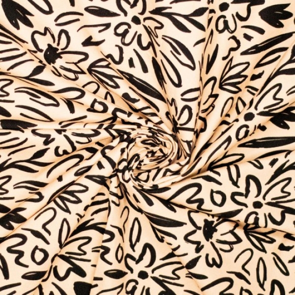 Canvas "Flowers"-beige/schwarz