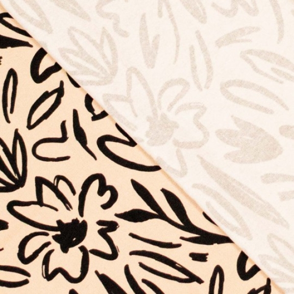 Canvas "Flowers"-beige/schwarz